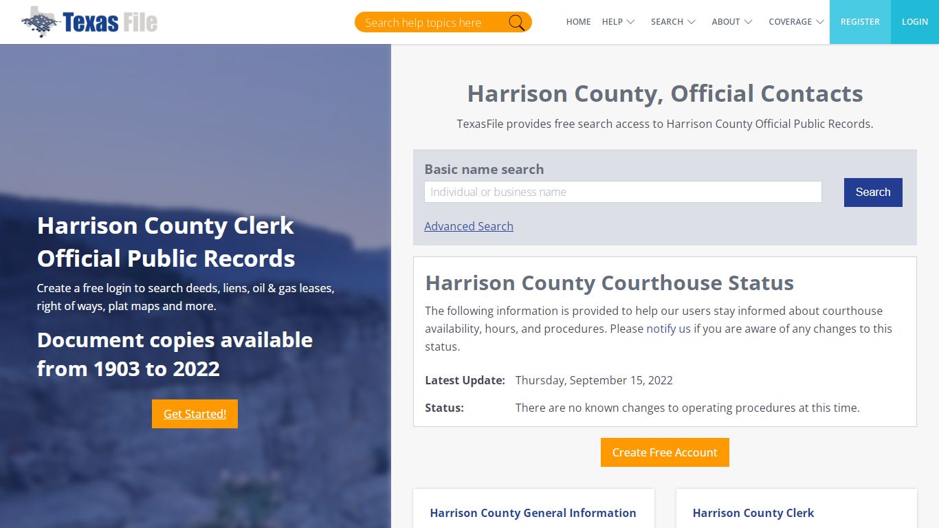 Harrison County Clerk Official Public Records | TexasFile